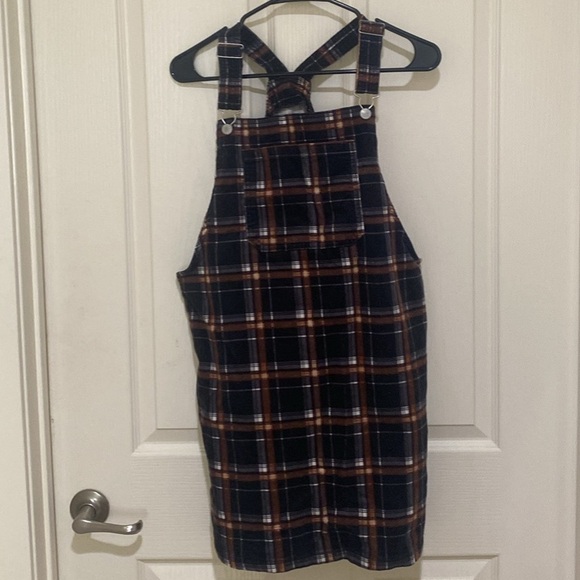 Plaid Corduroy Overall Dress - Picture 1 of 2